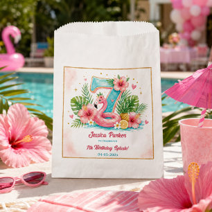 Tropical Flamingo Pool Party 7th Birthday Splash Favour Bag