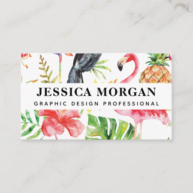 Tropical Flamingo Professional Business Cards (Front)