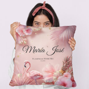 Tropical Flamingo Quinceañera, custom Cushion