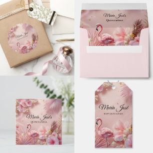 Tropical Flamingo Quinceanera, custom Envelope