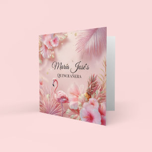 Tropical Flamingo Quinceañera, custom Invitation