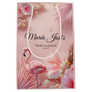 Tropical Flamingo Quinceañera, custom Medium Gift Bag