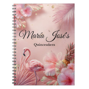 Tropical Flamingo Quinceañera, custom Notebook