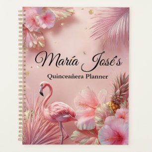 Tropical Flamingo Quinceañera, custom Planner