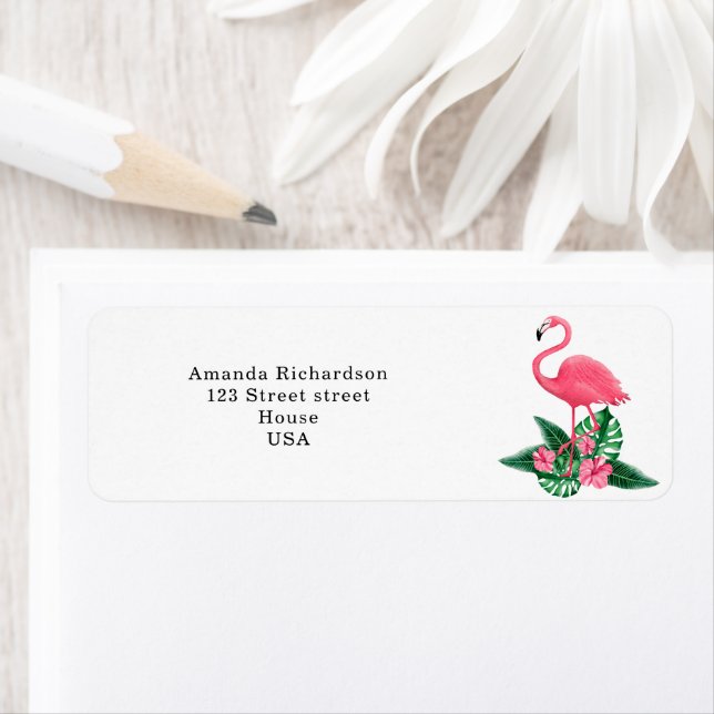Tropical Flamingo Return Address Label (Insitu)