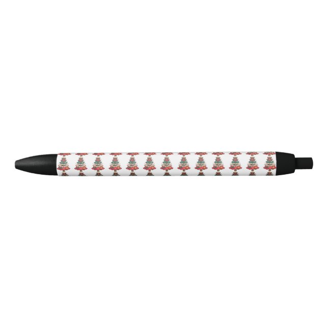 Tropical Flamingo Santa Christmas Pattern Black Ink Pen (Front)