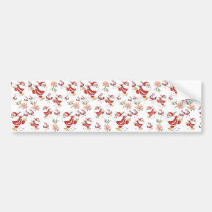 Tropical Flamingo Santa Christmas Pattern Bumper Sticker