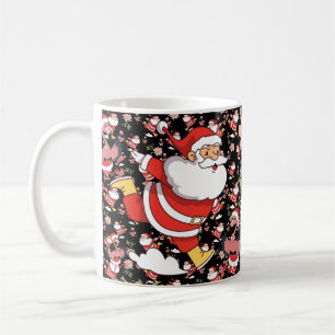 Tropical Flamingo Santa Christmas Pattern Coffee Mug