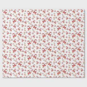 Tropical Flamingo Santa Christmas Pattern Wrapping Paper