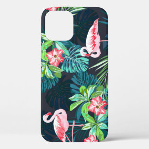 Tropical Flamingo: Summer Flowers Pattern iPhone 12 Case