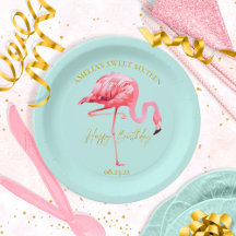 Tropical Flamingo Sweet 16 Happy Birthday ID922
