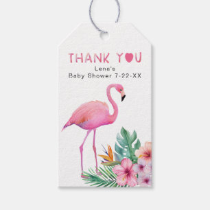 Tropical Flamingo Thank You Favour Tag Baby Shower