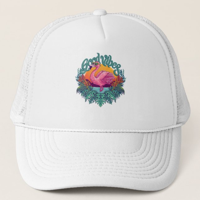 Tropical Flamingo Trucker Hat (Front)