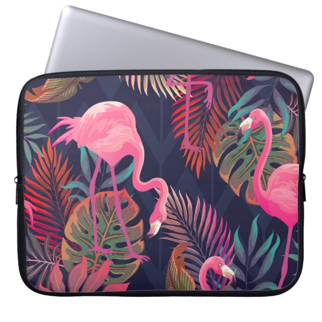 Tropical flamingo: vintage palm pattern. laptop sleeve (Front)