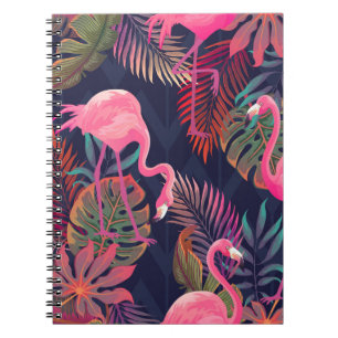 Tropical flamingo: vintage palm pattern. notebook