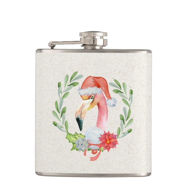 Tropical Flamingo Vinyl Wrapped Flask (Front)