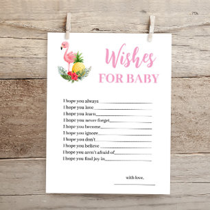 Tropical Flamingo Wishes for Baby Shower Card