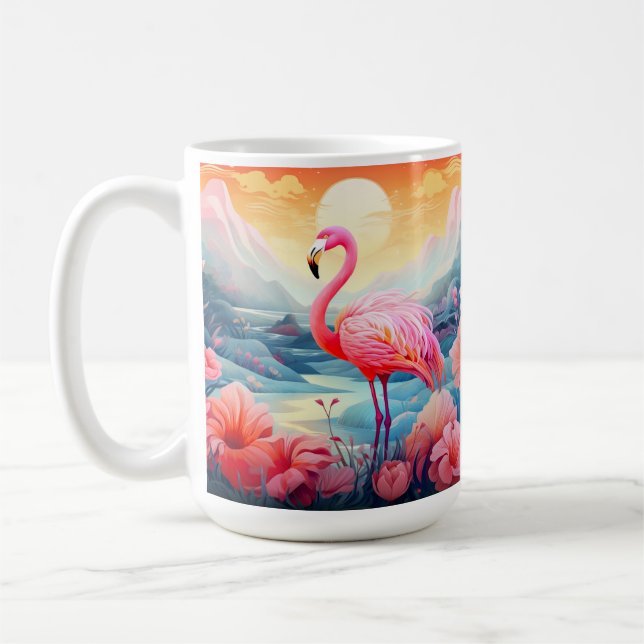 Tropical Flamingo with Flowers-76280 Coffee Mug (Left)