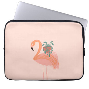 Tropical Flamingo with Potted Plant Hand Drawn     Laptop Sleeve