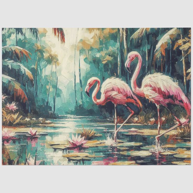 Tropical Flamingoes Tissue/Craft Paper (Front)