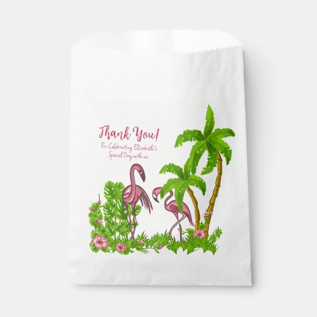 Tropical Flamingos and Flowers Favour Bags (Front)