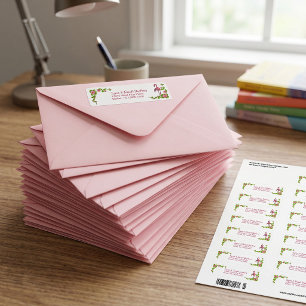 Tropical Flamingos and Flowers Return Address Label