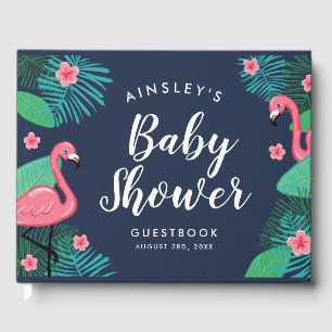 Tropical Flamingos Baby Shower Guest Book