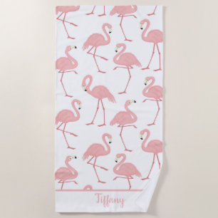 Tropical Flamingos  Beach Towel