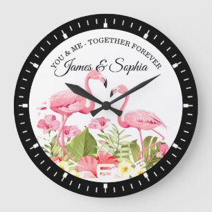Tropical Flamingos Custom Event Template-32146 Large Clock