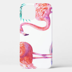 Tropical Flamingos: Orchids Watercolor Seamless. iPhone 12 Case
