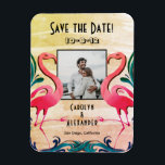 Tropical Flamingos Photo Wedding Save the Date Magnet<br><div class="desc">Tropical Flamingos Photo Wedding Save the Date Magnet</div>