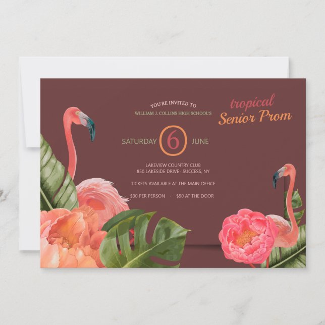 Tropical Flamingos Prom Invitations (Front)