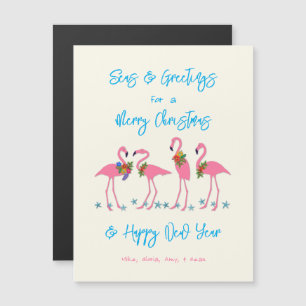 Tropical Flamingos Seas n Greetings Magnetic Cards