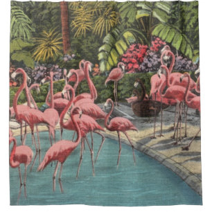 Tropical Flamingos Shower Curtain