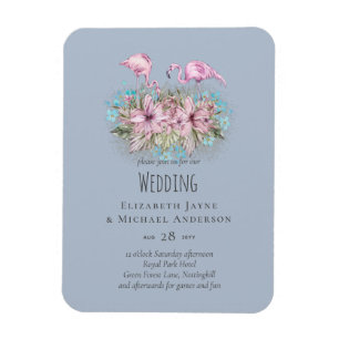 Tropical Flamingos Wedding Magnet