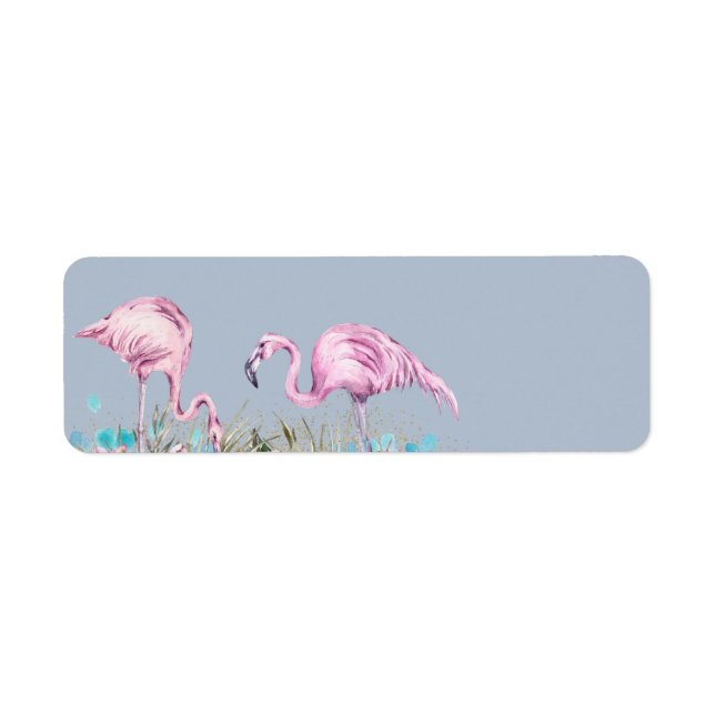 Tropical Flamingos Wedding Return Address Label (Front)