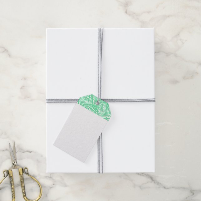 Tropical flat green leaves gift tags (With Twine)