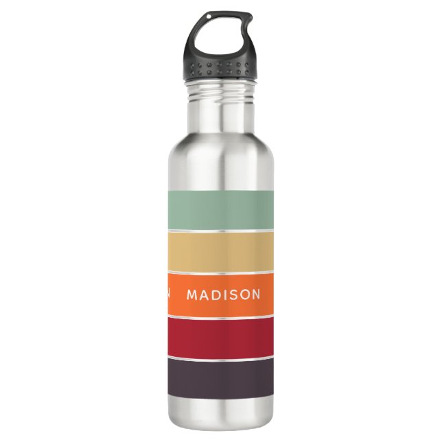 Tropical Flavours Colour Block Personalised Name 710 Ml Water Bottle (Front)