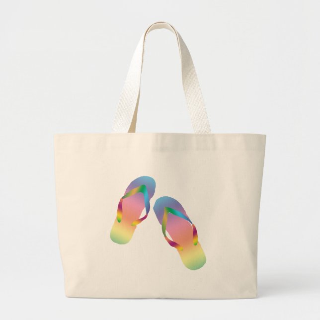 Tropical Flip Flops 1 Large Tote Bag (Front)