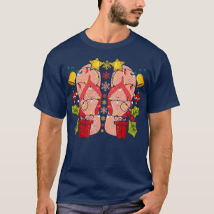 Tropical Flip Flops Hawaiian Summer Xmas Lights Ch T-Shirt