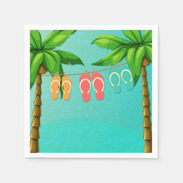 Tropical Flip Flops Napkin (Front)