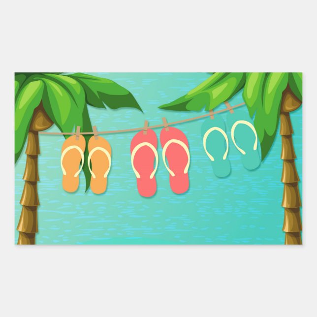 Tropical Flip Flops Rectangular Sticker (Front)