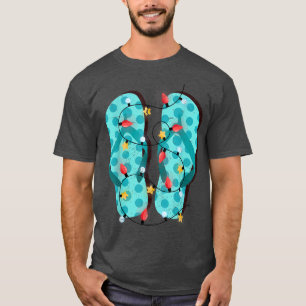 Tropical Flip Flops Xmas Lights Hawaiian Christmas T-Shirt