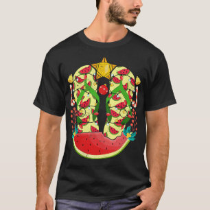 Tropical Flip Flops Xmas Lights Watermelon Hawaiia T-Shirt