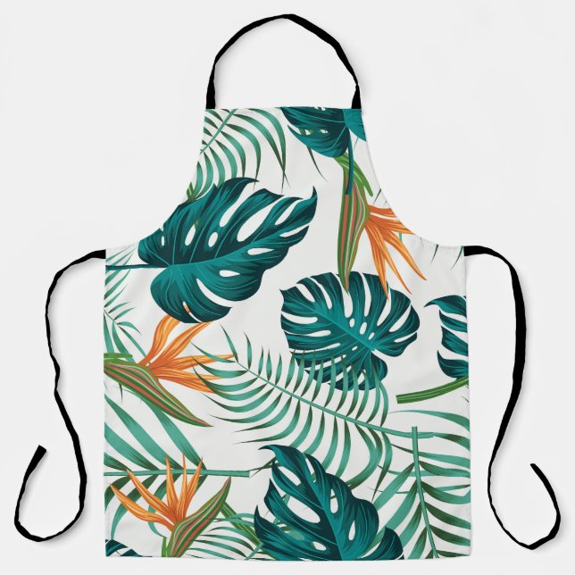 Tropical Flora: Floral Seamless Design Apron (Front)