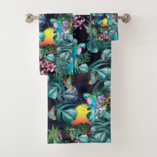 Tropical Flora Paradise at Sunset Bath Towel Set