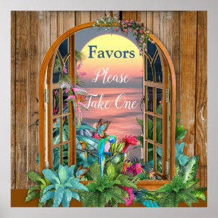 Tropical Flora Paradise at Sunset Poster