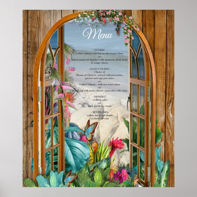 Tropical Flora Paradise Beach Scenery Poster (Front)