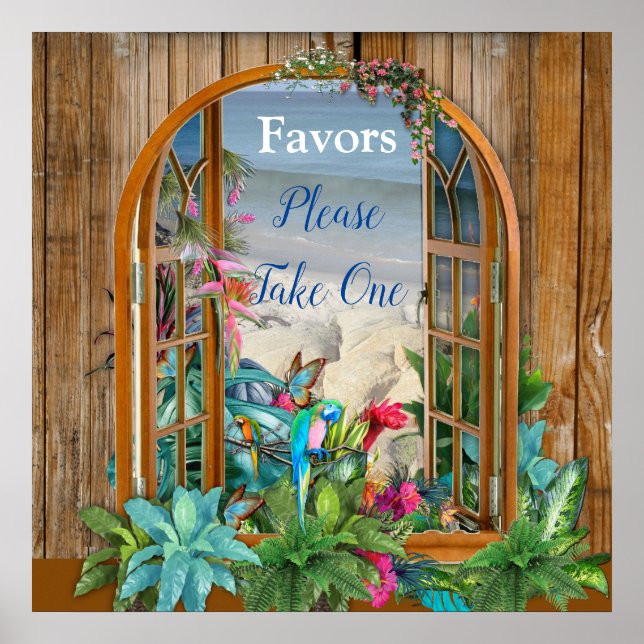 Tropical Flora Paradise Beach Scenery Poster (Front)