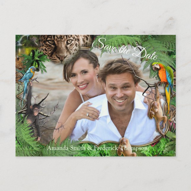 Tropical Flora Paradise & Birds Announcement Postcard (Front)